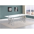 Best Quality Furniture 9-Piece Velvet & Tempered Glass Dining Set in Navy Blue