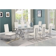 Best Quality Furniture 9-Piece Velvet & Tempered Glass Dining Set in Cream