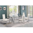 Best Quality Furniture 7-Piece Upholstered Velvet Dining Set in Cream