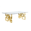 Best Quality Furniture 9-Piece Velvet & Tempered Glass Dining Set in Cream/Clear