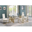 Best Quality Furniture 7-Piece Velvet & Stainless Steel Dining Set in Cream/Gold