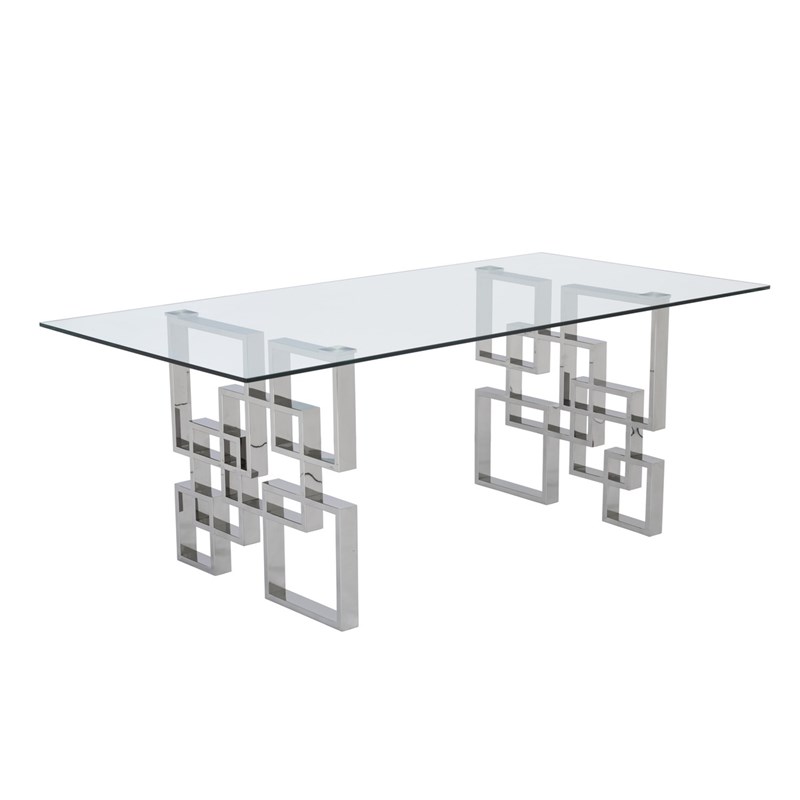 Best Quality Furniture 7-Piece Tempered Glass & Velvet Dining Set in Cream