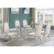 Best Quality Furniture 7-Piece Tempered Glass & Velvet Dining Set in Cream