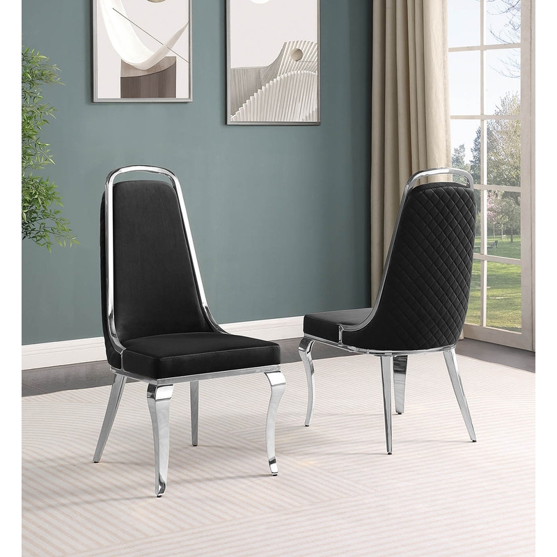 Best Quality Furniture 9-Piece Tempered Glass & Velvet Dining Set in Black