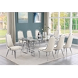Best Quality Furniture 9-Piece Tempered Glass & Velvet Dining Set in Cream