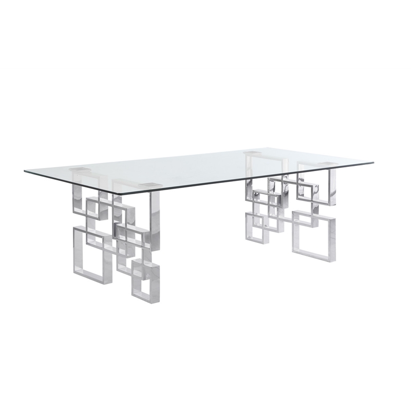 Best Quality Furniture 9-Piece Tempered Glass & Velvet Dining Set in Cream