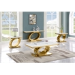 Best Quality Furniture White Marble Coffee Set with Gold Steel Ovular Base