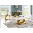 Best Quality Furniture White Marble Coffee Set with Gold Steel Ovular Base