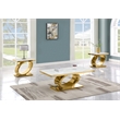 Best Quality Furniture White Marble Coffee Set with Gold Steel Ovular Base