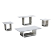 Best Quality Furniture 4pc White Marble Coffee Set with Stainless Steel Base