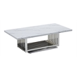 Best Quality Furniture 3pc White Marble Coffee Set with Stainless Steel Base