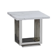 Best Quality Furniture 3pc White Marble Coffee Set with Stainless Steel Base
