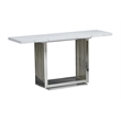 Best Quality Furniture 3pc White Marble Coffee Set with Stainless Steel Base