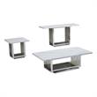 Best Quality Furniture 3pc White Marble Coffee Set with Stainless Steel Base