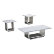 Best Quality Furniture 3pc White Marble Coffee Set with Stainless Steel Base