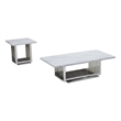 Best Quality Furniture 2pc White Marble Coffee Set with Stainless Steel Base