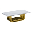 Best Quality Furniture 3pc White Marble Coffee Set with Gold Steel Base