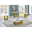 Best Quality Furniture 4pc White Marble Coffee Set with Gold Steel Base