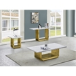 Best Quality Furniture 3pc White Marble Coffee Set with Gold Steel Base