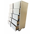 White Wood Lacquer 5 Drawer Chest with Metal Trim Accent Handle and Leg