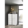White Wood Lacquer 5 Drawer Chest with Metal Trim Accent Handle and Leg