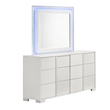 White Wood Lacquer Platform King Size Bedroom Set with Blue LED Lighting