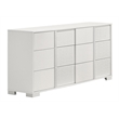 White Wood Lacquer Platform King Size Bedroom Set with Blue LED Lighting