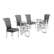 Best Quality Furniture 5pc Clear Glass Dining Set with Dark Gray Velvet Chairs