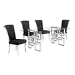 Best Quality Furniture 5pc Clear Glass Dining Set with Black Velvet Chairs