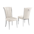 Best Quality Furniture 5pc Clear Glass Dining Set with Cream Velvet Chairs