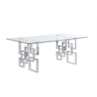 Best Quality Furniture 5pc Clear Glass Dining Set with Navy Blue Velvet Chairs