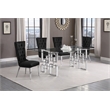 Best Quality Furniture 5pc Clear Glass Dining Set with Black Velvet Chairs