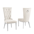 Best Quality Furniture 5pc Clear Glass Dining Set with Cream Velvet Chairs