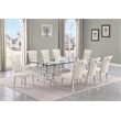 Best Quality Furniture 9pc Clear Glass Dining Set with Cream Velvet Chairs
