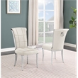 Best Quality Furniture 9pc Clear Glass Dining Set with Cream Velvet Chairs