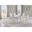 Best Quality Furniture 7pc Clear Glass Dining Set with Cream Velvet Chairs