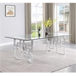 Best Quality Furniture 9pc Clear Glass Dining Set with Navy Blue Velvet Chairs