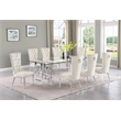 Best Quality Furniture 9pc Clear Glass Dining Set with Cream Velvet Chairs