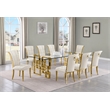 Best Quality Furniture 9pc Clear Glass Dining Set with Cream Velvet Chairs