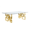 Best Quality Furniture 9pc Clear Glass Dining Set with Cream Velvet Chairs