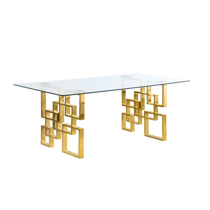 Best Quality Furniture 7-PC Velvet/Stainless Steel Dining Set in Dark Gray/Gold