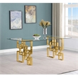 Best Quality Furniture 7-Piece Velvet/Stainless Steel Dining Set in Cream/Gold
