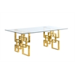 Best Quality Furniture 7-Piece Velvet/Stainless Steel Dining Set in Cream/Gold