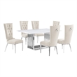 Best Quality Furniture White Marble Dining Set with Cream Velvet Chairs