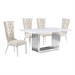 Best Quality Furniture White Marble Dining Set with Cream Velvet Chairs