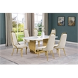 Best Quality Furniture White Marble Dining Set with Cream Velvet Chairs