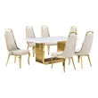 Best Quality Furniture White Marble Dining Set with Cream Velvet Chairs