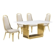 Best Quality Furniture White Marble Dining Set with Cream Velvet Chairs