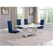 Best Quality Furniture White Marble Dining Set with Navy Blue Velvet Chairs