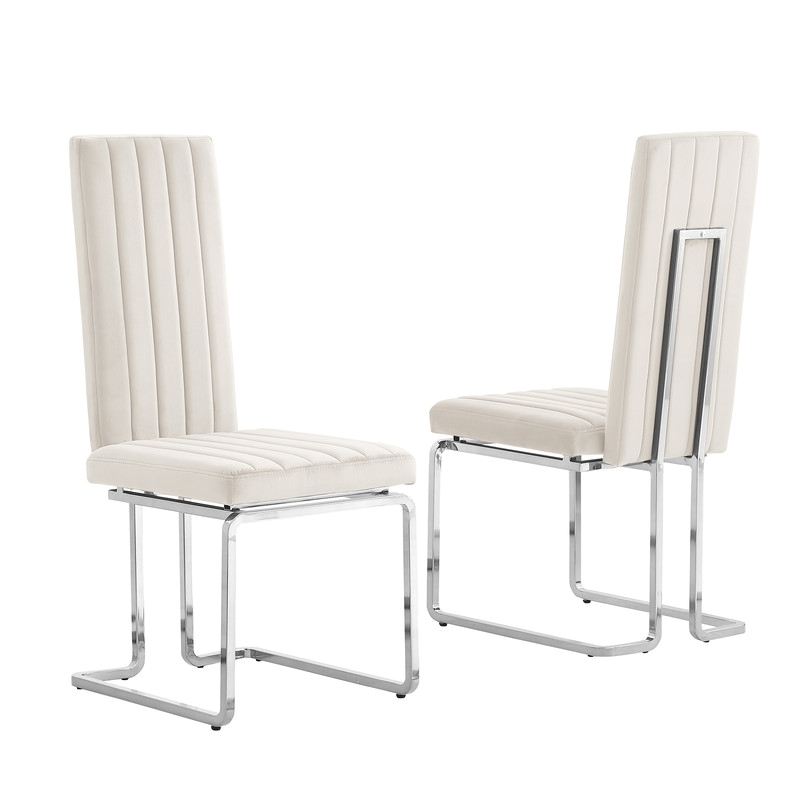 Best Quality Furniture White Marble Dining Set with Cream Velvet Chairs